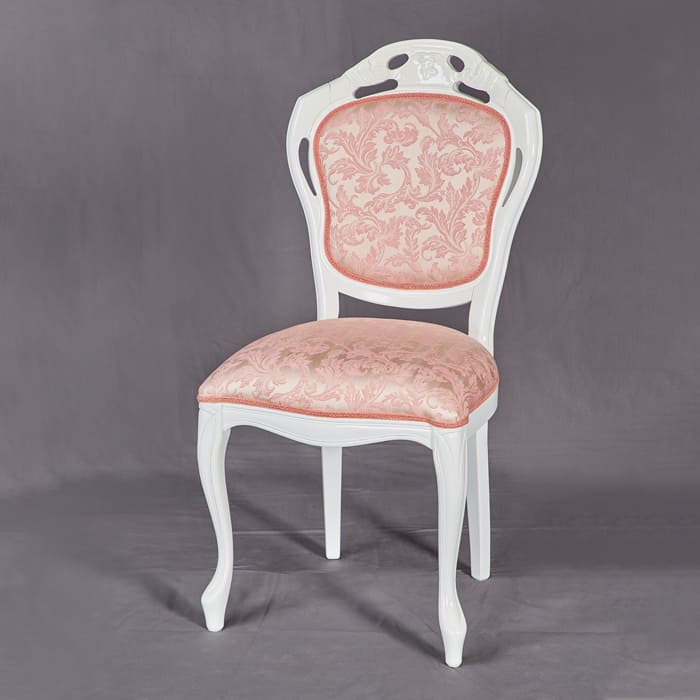 イタリア製ダイニングチェア 猫脚 ロココ調 ベルベット グレー (白枠