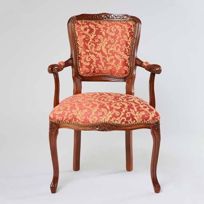 イタリア製ダイニングチェア 猫脚 ストライプ (茶枠) | 輸入家具