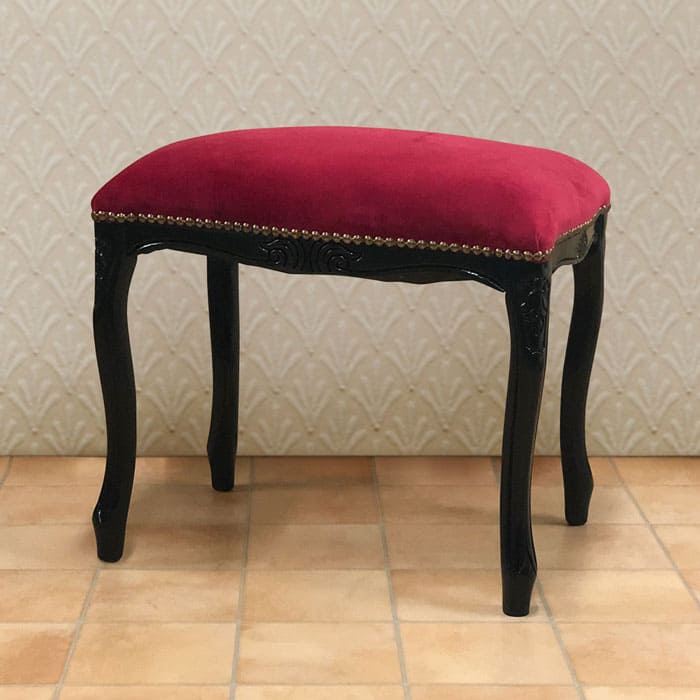 イタリア製猫脚スツール ストライプ (茶枠)【グリーン/ピンク/レッド