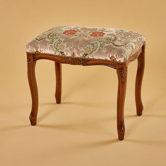 イタリア製猫脚スツール ストライプ (茶枠)【グリーン/ピンク/レッド