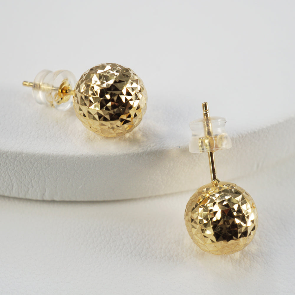 新品N/新品】 K18 ミラーカット ボールピアス 直径10mm 18金 K18YG