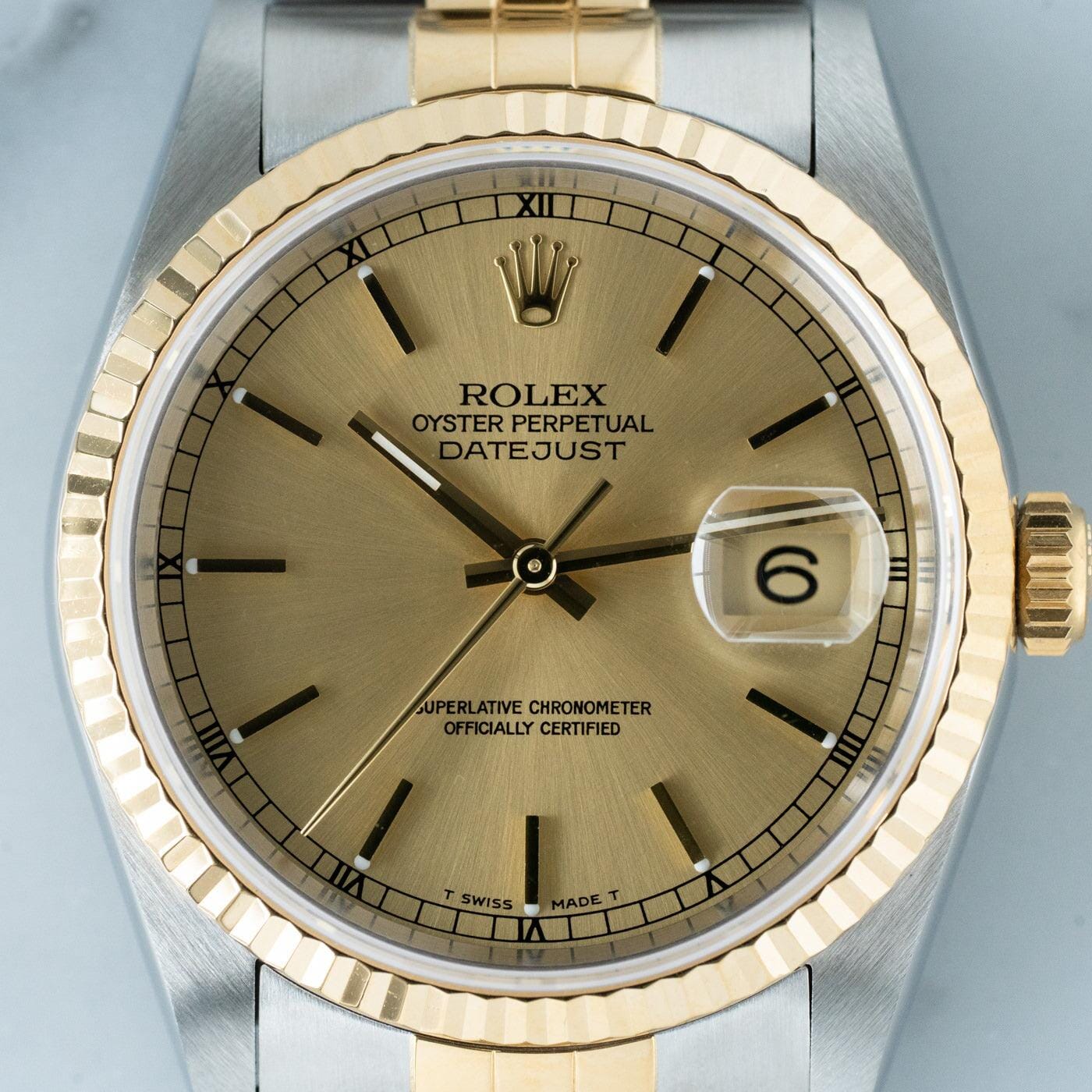 ロレックス デイトジャスト 16233 シャンパンダイアル コンビ 1997年製