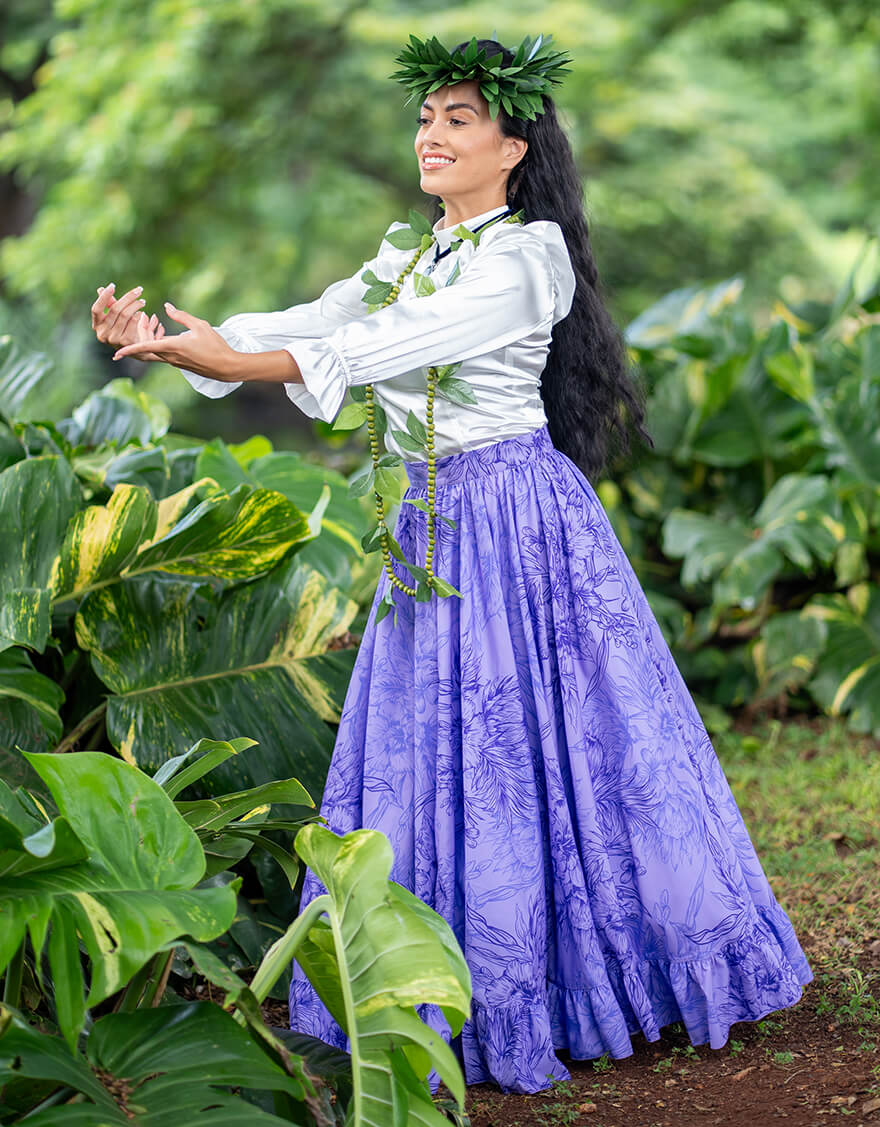 クラシカルフレアスカート（プロテア）パープル – 【公式】フラダンス