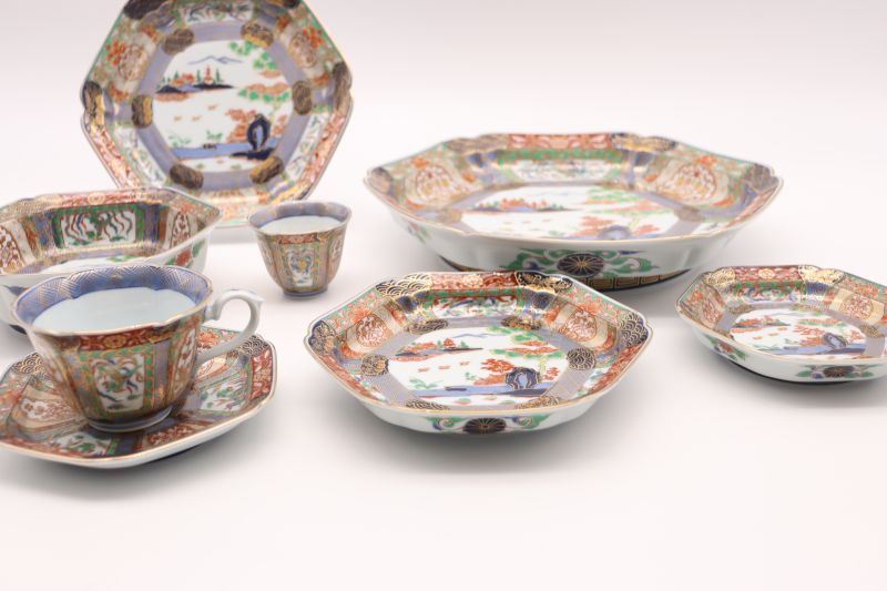 古伊万里色絵山水鉢［ 有田焼 幸楽窯 ］