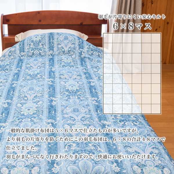 2枚セット】昭和西川 羽毛肌掛けふとん シングル (ピンク系1枚＋ブルー