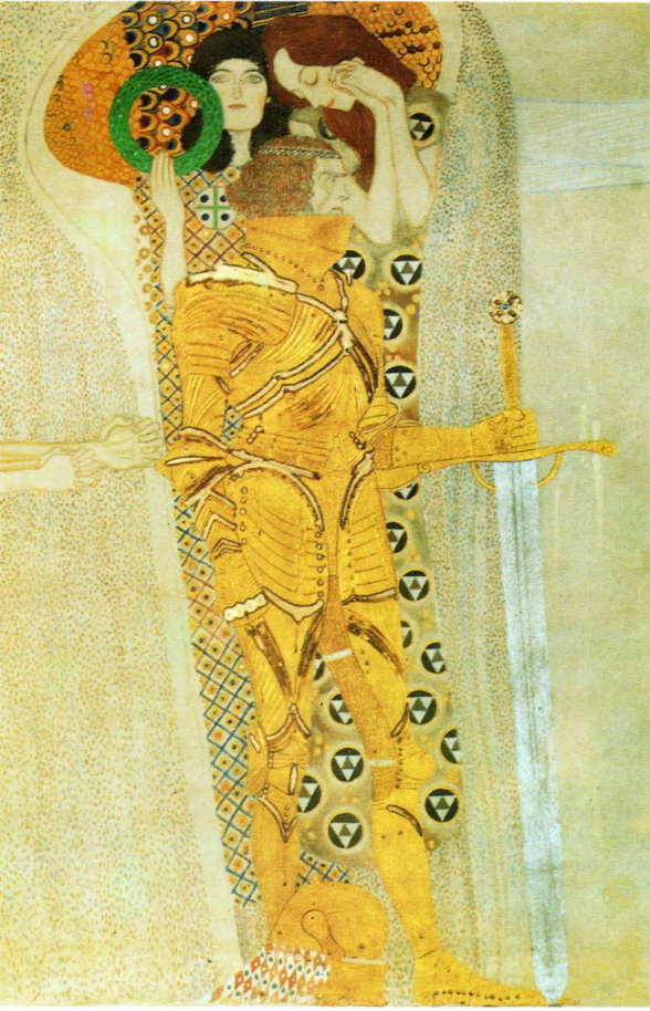 クリムト 「 ベートーヴェン・フリーズ 幸福への憧憬 第一壁面 」 1902