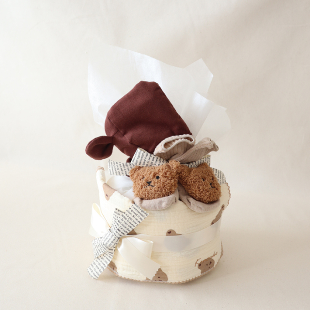 おむつケーキ]Baby Bear 1段おむつケーキ【1colors】くま/ベア/男の子