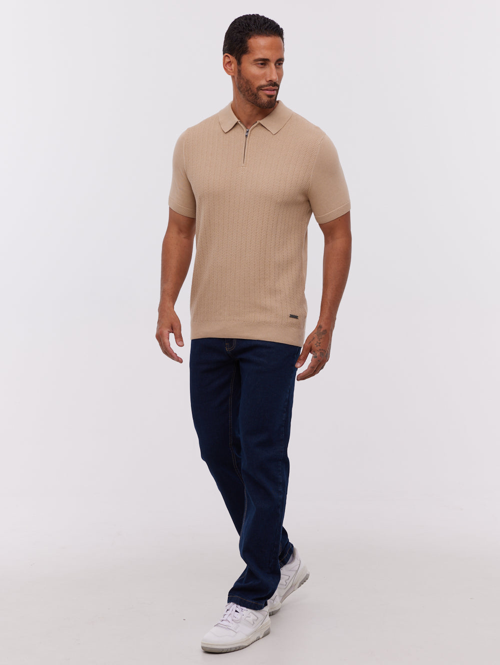 Brescia Knit Polo Shirt - Beige - Bench
