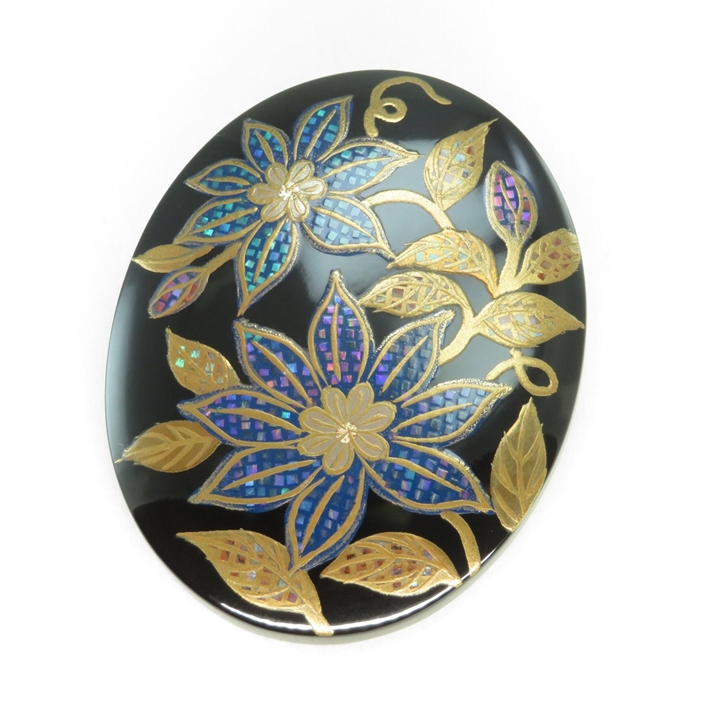 鼈甲 ブローチ 螺鈿蒔絵 鉄仙 ペンダント兼用 べっ甲 本鼈甲 A31