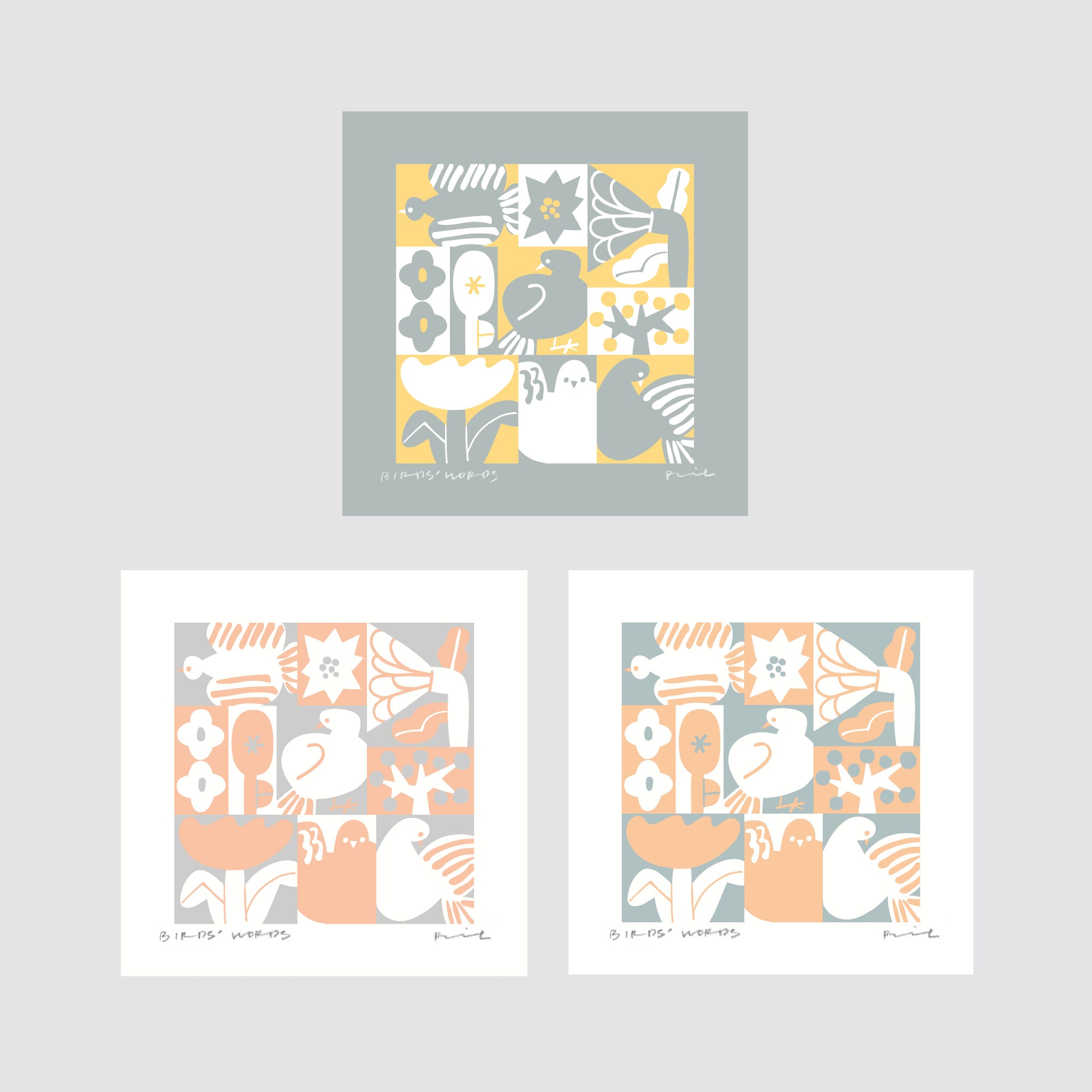 シルクスクリーン 15cm / BIRDS & FLOWERS – BIRDS' WORDS