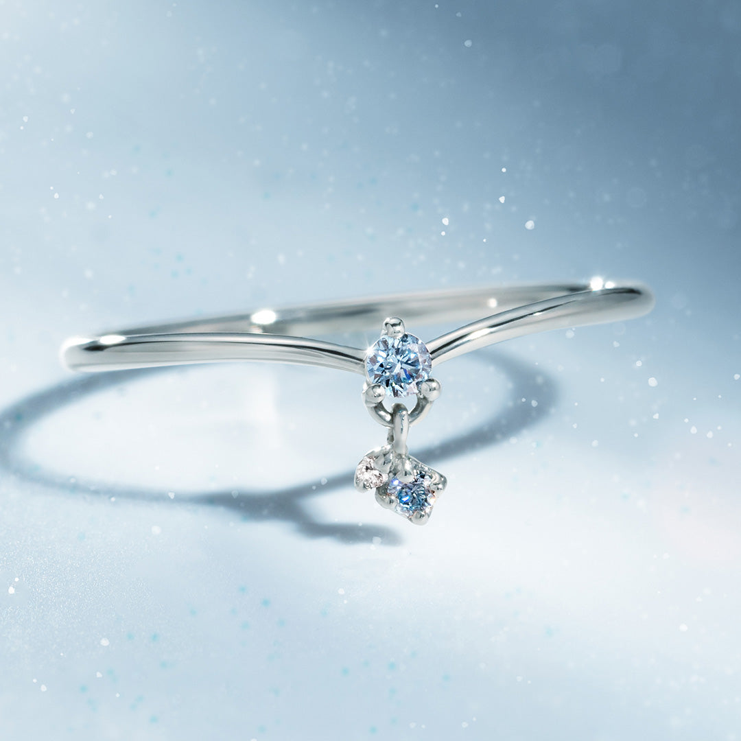 ブルーダイヤモンド(ラボグロウン) K18/K10/PTリング・トランジュS