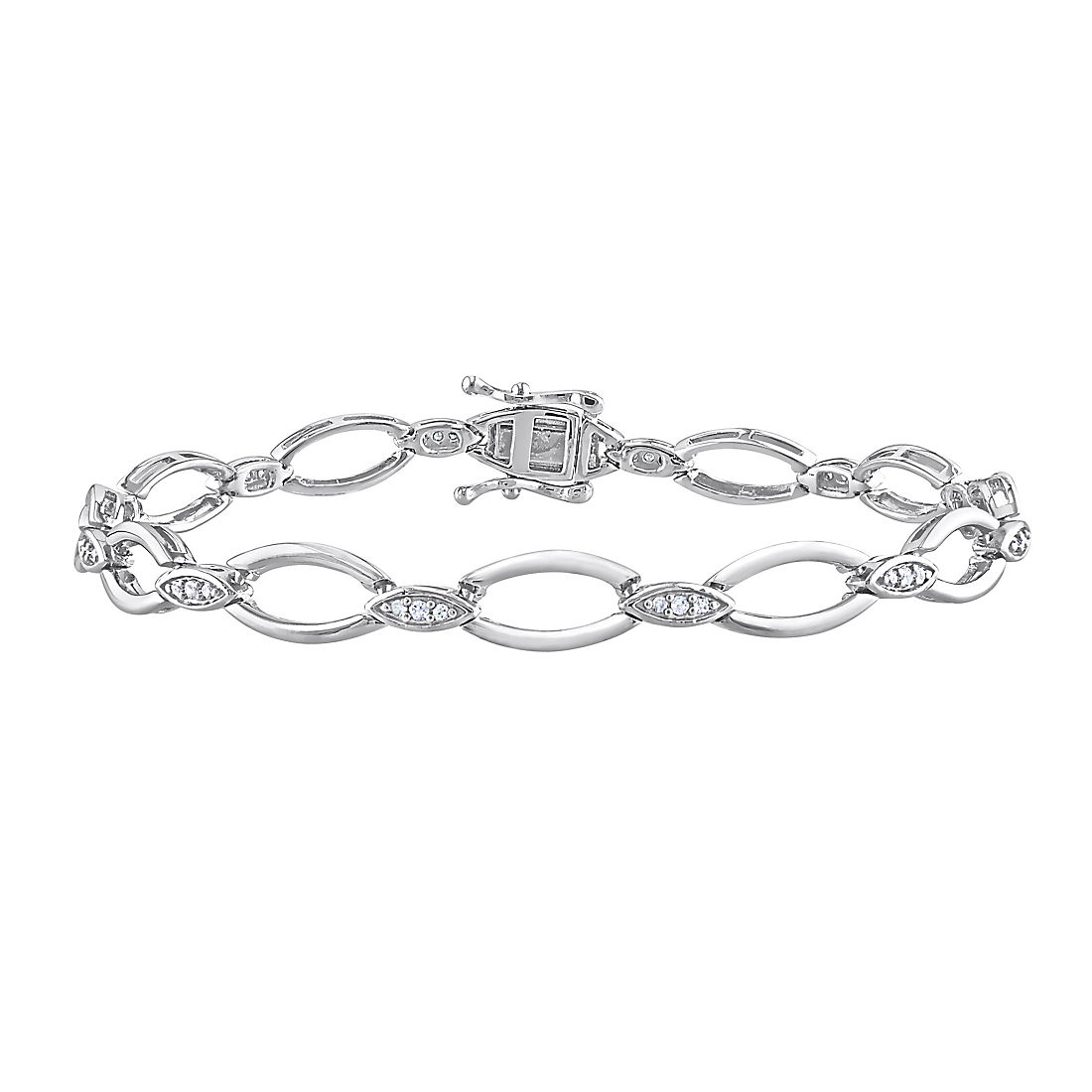 Diamond Oval Link Bracelet 0.25ct Sterling Silver 7.25” | BJ's