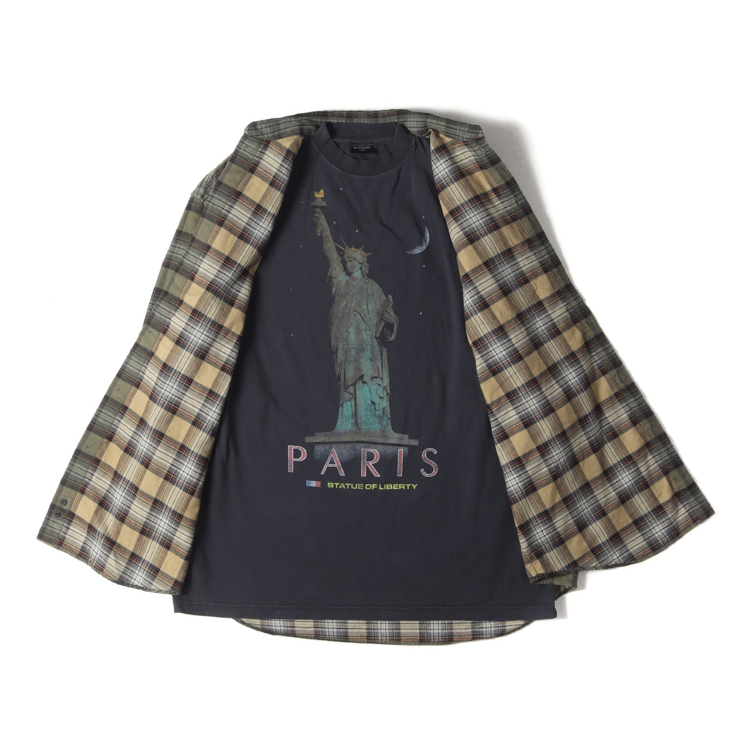 24AW グラフィックTシャツ レイヤード オーバーサイズ チェック