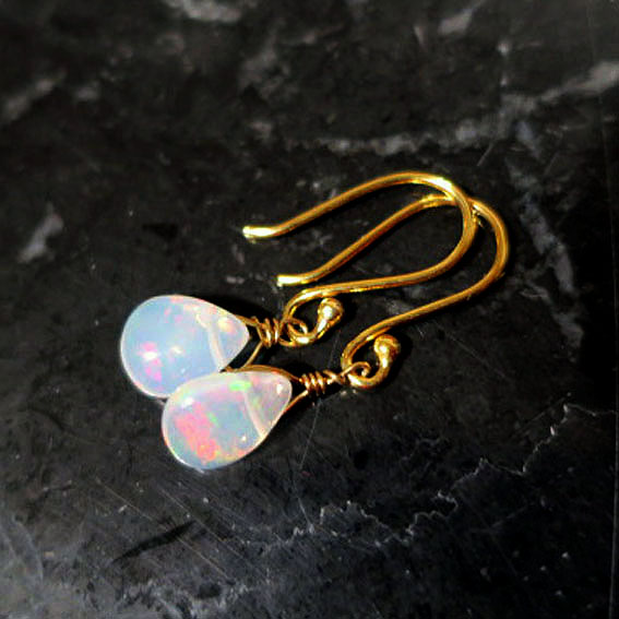 オパール ピアス しずく SVGP 両耳 10月の誕生石 天然石ジュエリー