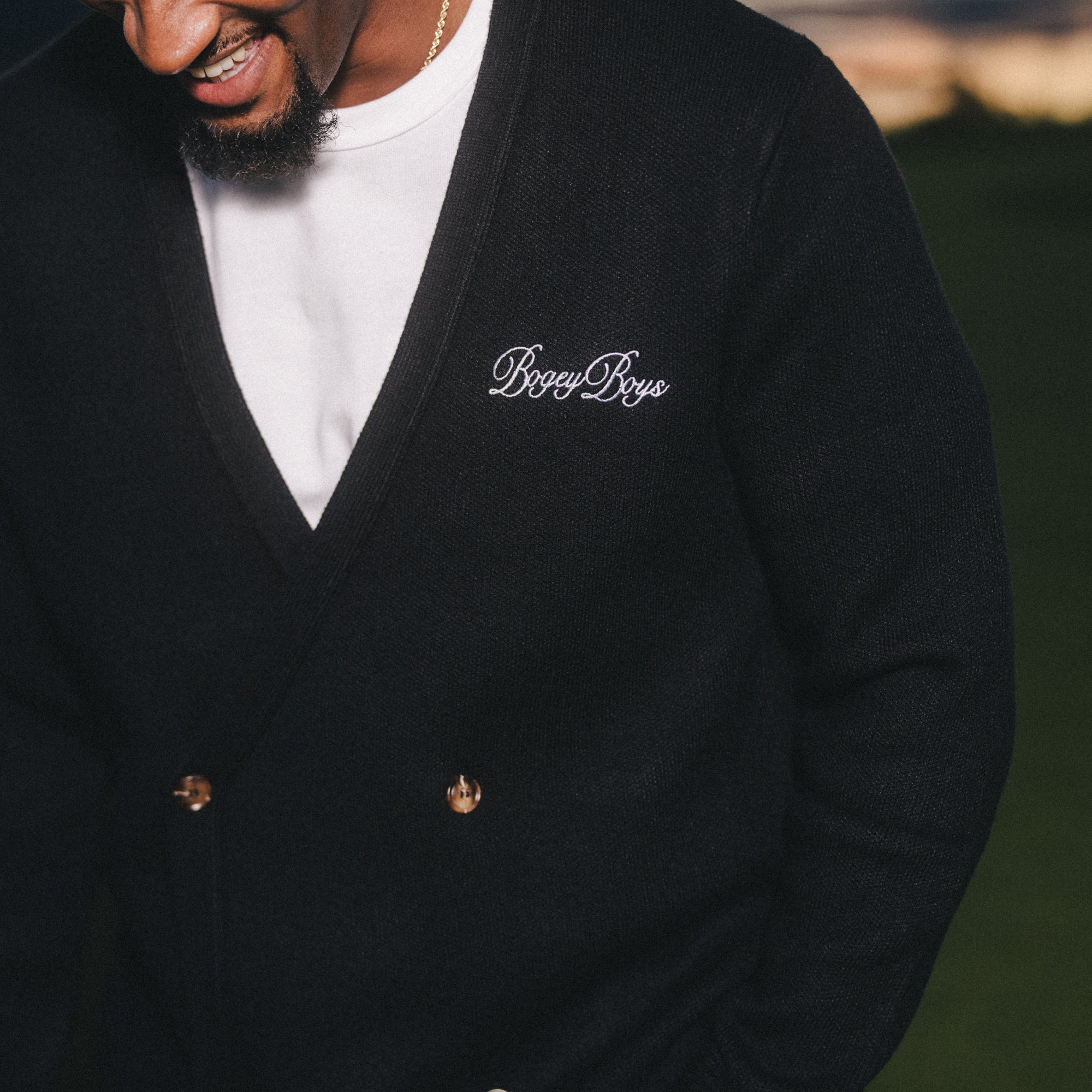 Double-Breasted Cardigan - Black – Bogey Boys