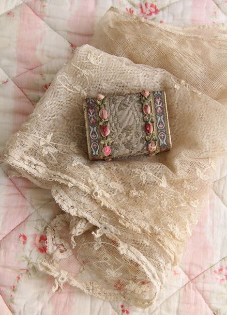 アンティーク ロココリボン 小物入れ ケース ボックス レース ローズ