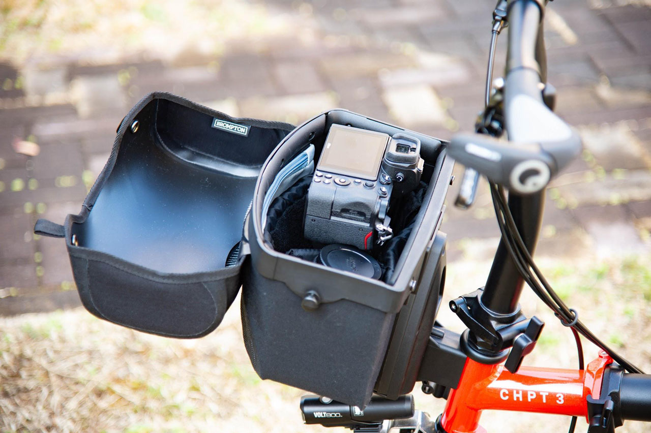 ミニOバッグのフォトポタ性能を実証すべく、ブロンプトンで輪行