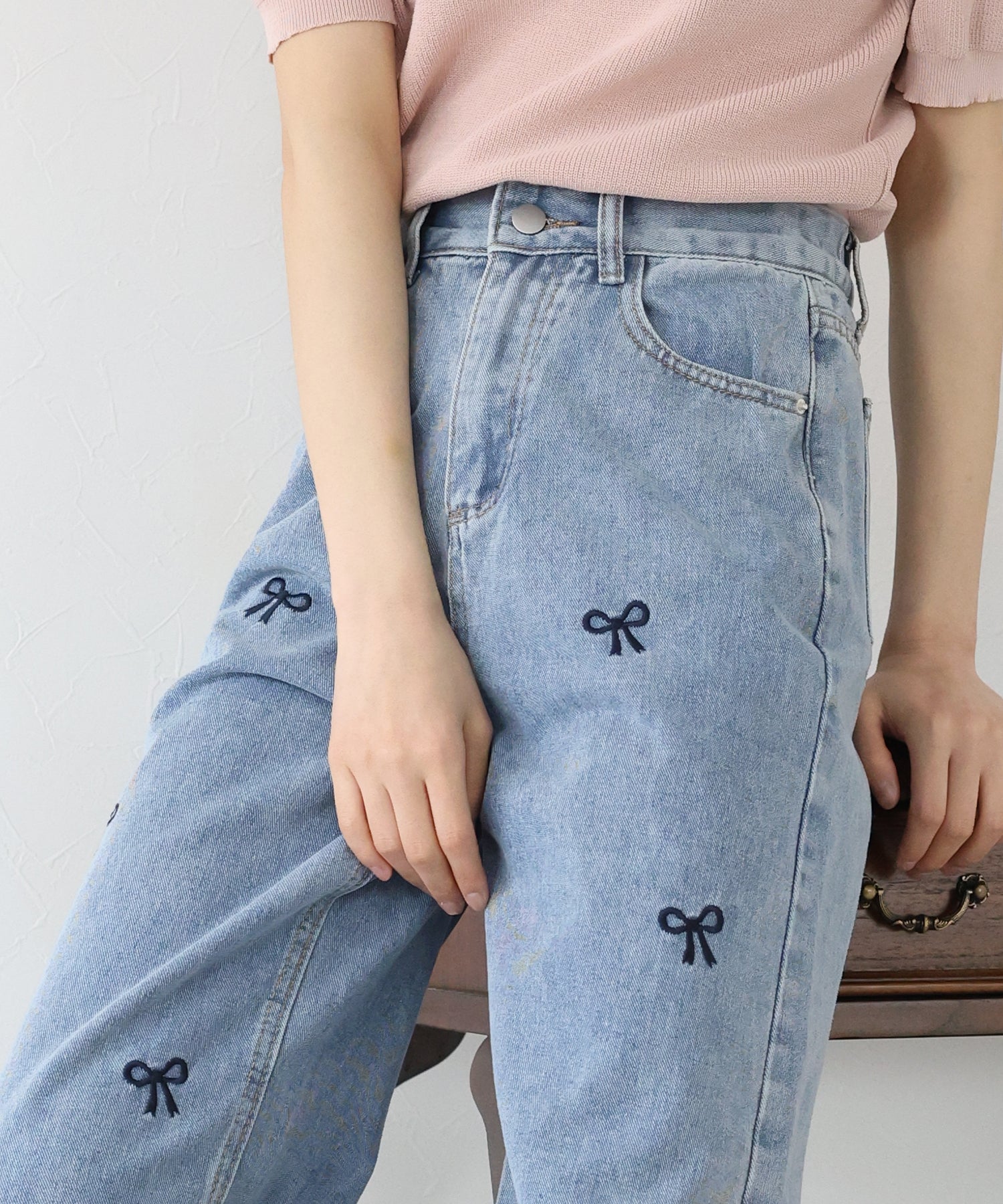 SALE】リボン刺繍ワイドデニムパンツ – BLUE ONLINE