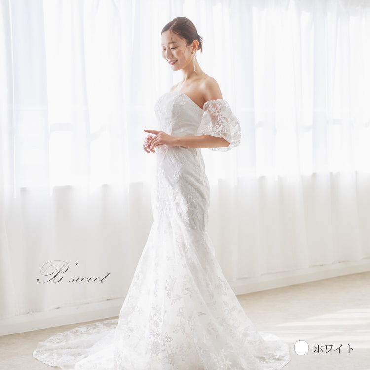 wd677ls】2wayスリーブマーメイド総レースドレス – ドレスショップ通販