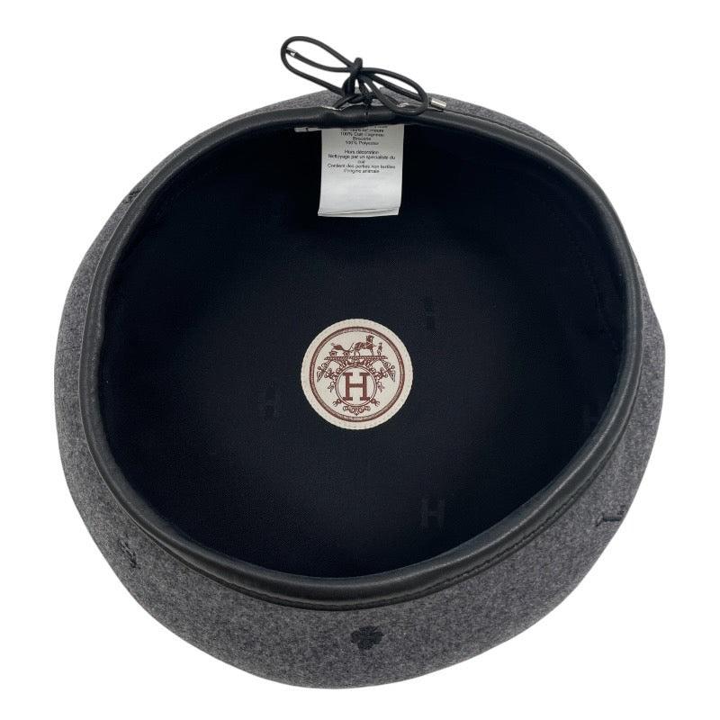 HERMES】エルメス ベレー帽 カシミヤ レディース グレー ハート