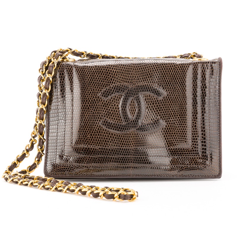 シャネル リザード チェーンショルダー ブラウン ｜ブランド買取なら