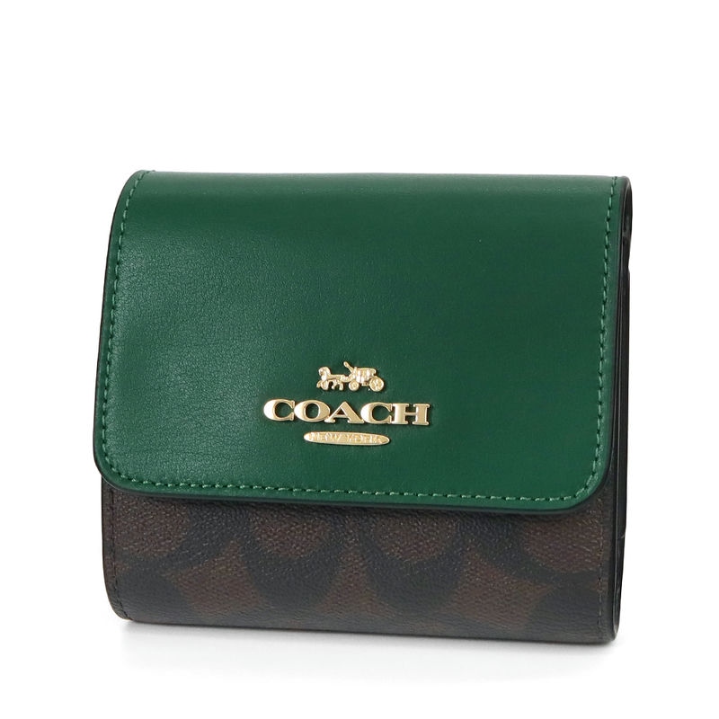 Brandol / COACH コーチ 二つ折り財布 シグネチャー ブラック系 CR428