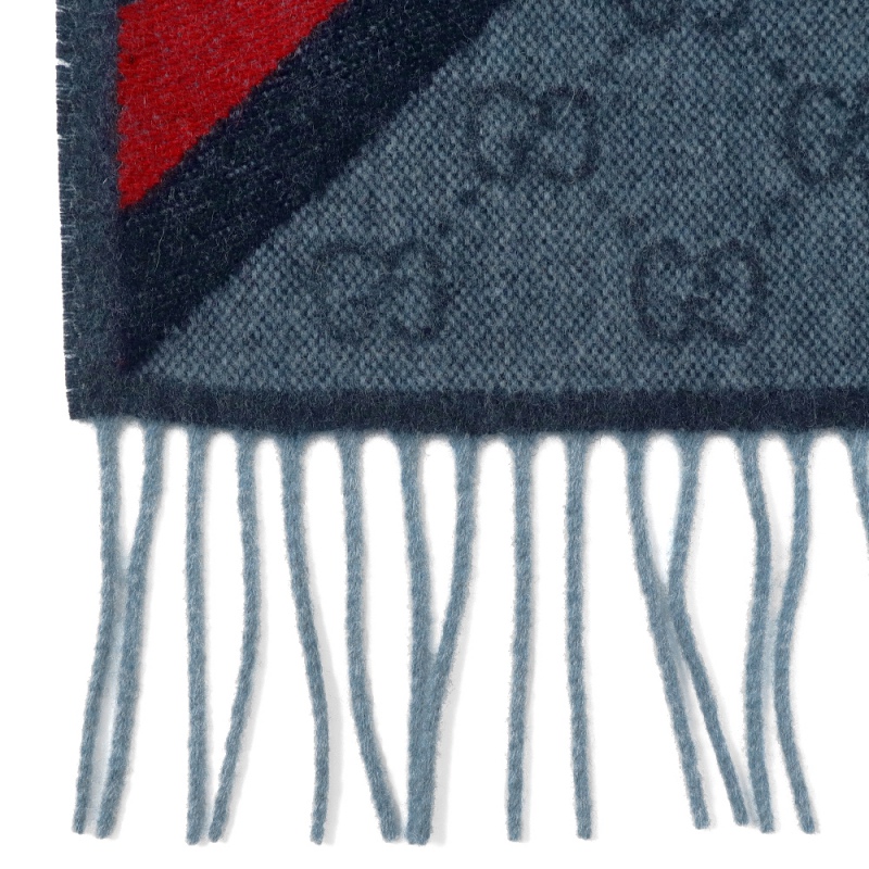 Brandol / GUCCI グッチ ストール ウール100% GG柄 マフラー ネイビー