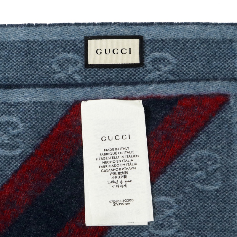 Brandol / GUCCI グッチ ストール ウール100% GG柄 マフラー ネイビー