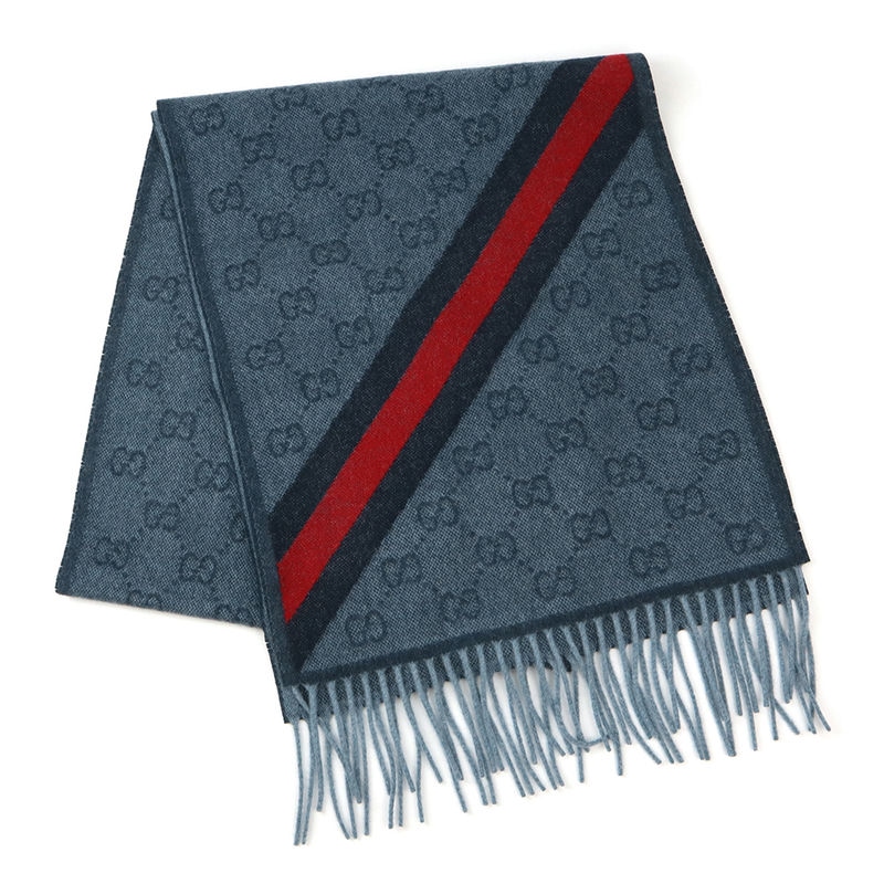 Brandol / GUCCI グッチ ストール ウール100% GG柄 マフラー ネイビー