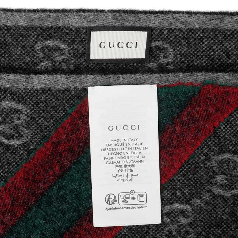 Brandol / GUCCI グッチ ストール ウール100% GG柄 マフラー グレー系