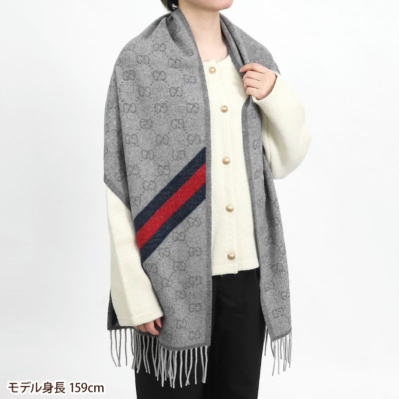 Brandol / GUCCI グッチ ストール ウール100% GG柄 マフラー ライト