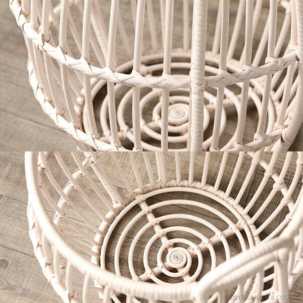 ラタン バスケット 大小2個組 ホワイトウォッシュ 白 バスケット 収納