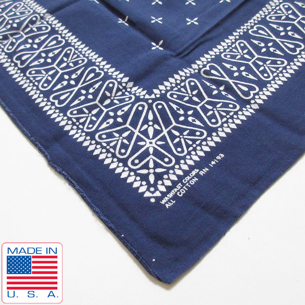 レア/人気柄/60's/クロス/ビンテージ/バンダナ/片耳/ネイビー/RN14193