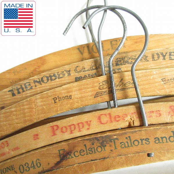 USA製/ビンテージ/企業物/木製ハンガー/5本セット/ウッドハンガー/店舗
