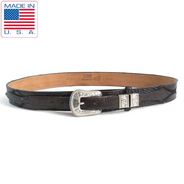 Justin 】80-90s 4ピース ウエスタンベルト ビンテージ リザード