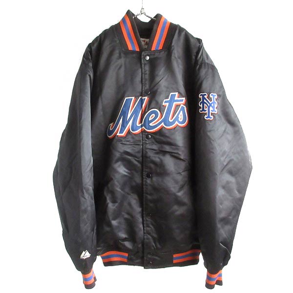 ニューヨーク メッツ Majestic製 サテン スタジャン 黒 XL ブラック
