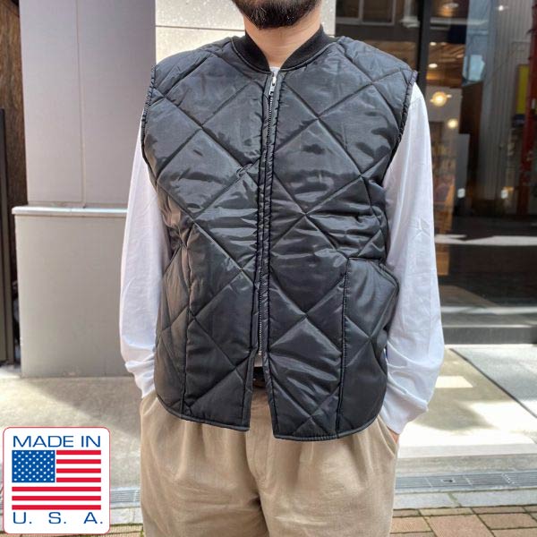 80s 美品 USA製 BIG SMITH ナイロン キルティング ベスト 2XL 黒 XXL