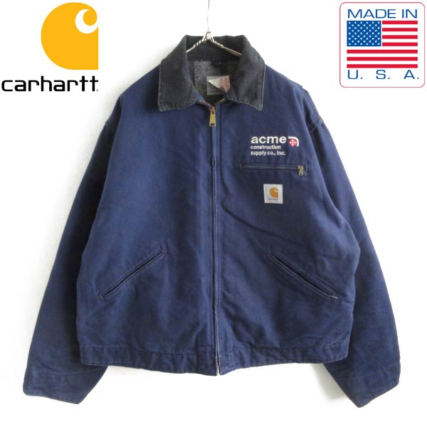 美品 90s USA製 carhartt デトロイト ジャケット JB102 紺系 XL程度 48