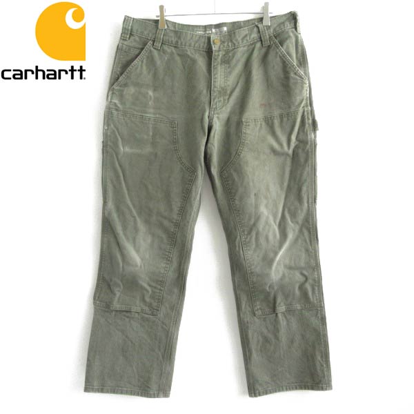 Carhartt ダック ダブルニー フェード ペインター パンツ 緑系 36×30