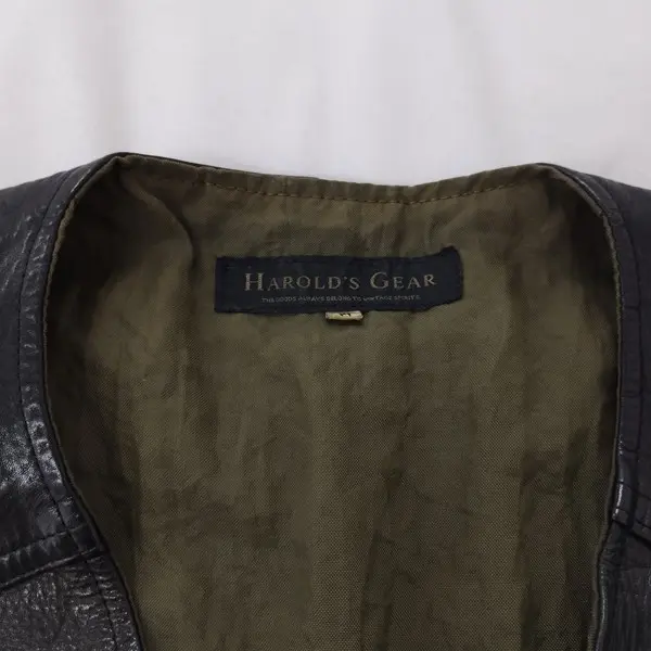 HAROLD'S GEAR ハロルズギア ベリーショートレザーベスト F ブラック V