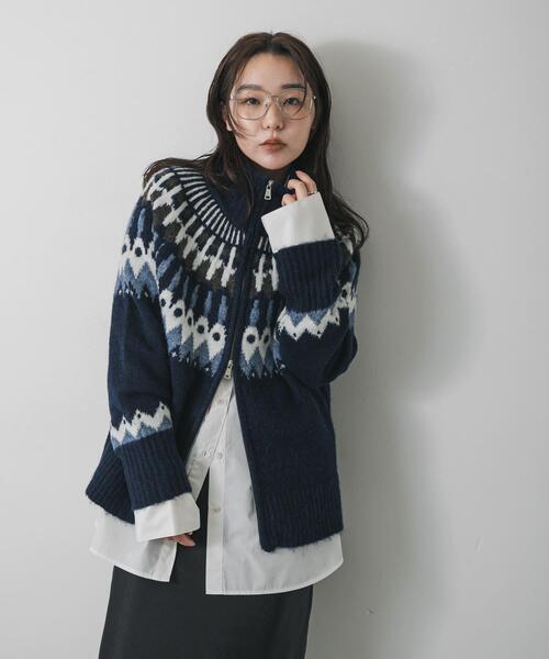 セール】『洗濯可』ノルディックジップセーター（ニット/セーター