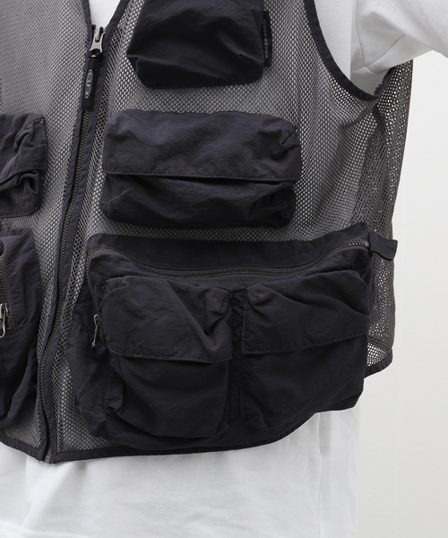 セール】BOILER ROOM / ボイラールーム MESH CARGO VEST SS24JK04BLK