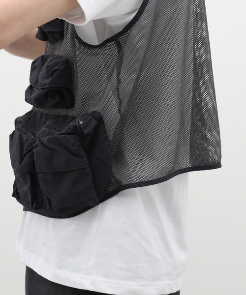 セール】BOILER ROOM / ボイラールーム MESH CARGO VEST SS24JK04BLK