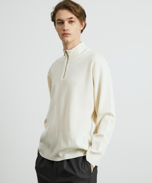 セール】18Gウールミラノリブハーフジップニット｜ウォッシャブル