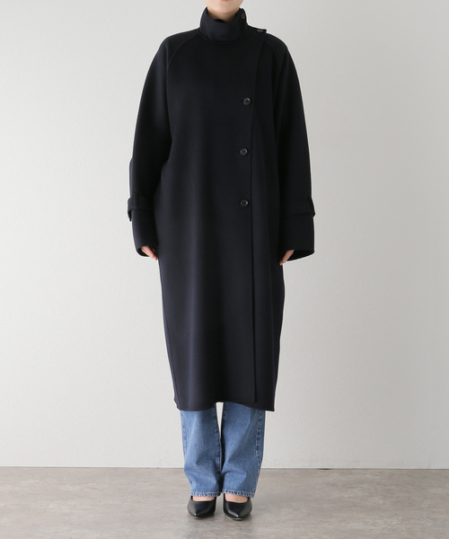 セール】super160 リバー スタンドカラー ロングコート（その他