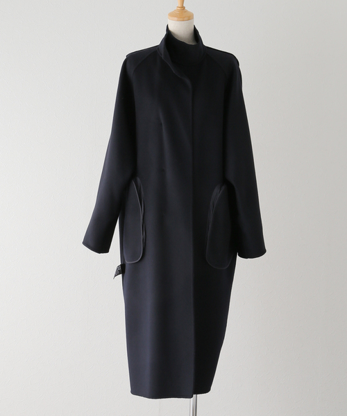 セール】super160 リバー スタンドカラー ロングコート（その他