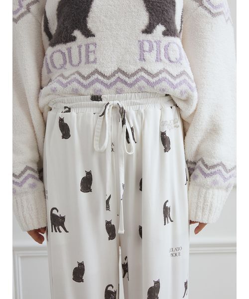 セール】CAT総柄ロングパンツ（ルームウェア/パジャマ）｜gelato pique