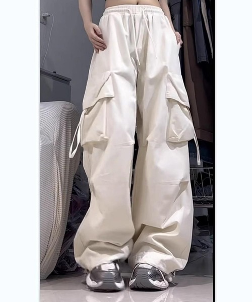 セール】ウエスト紐ミリタリーパラシュートカーゴパンツ（カーゴパンツ