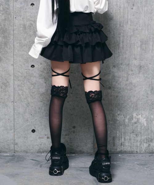 ハイウエストエンブレムボタン付きフリルパンツ（その他パンツ