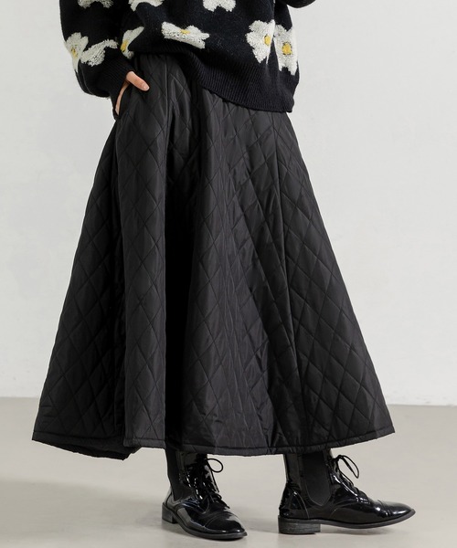 レディース ふわっと広がるキルティングフレアスカート（スカート